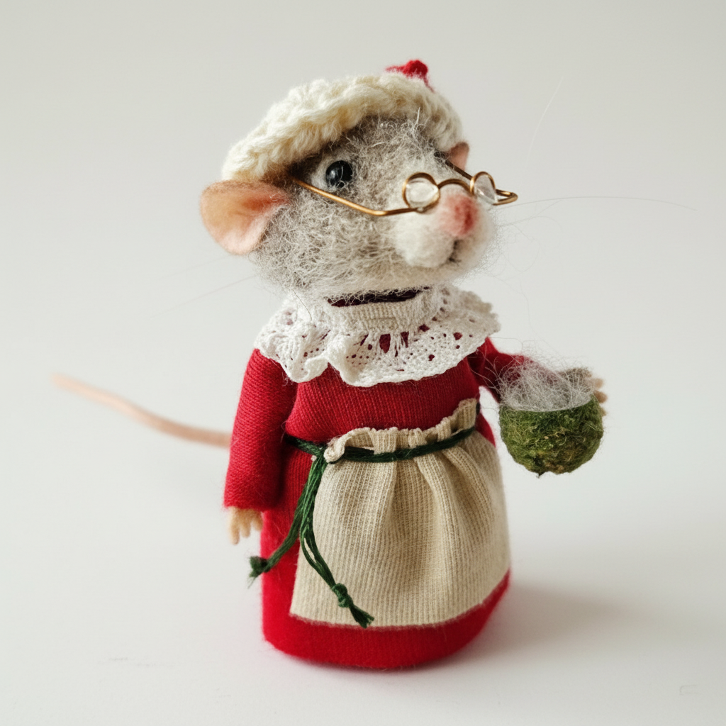 BowLift | Handmade Felted Mouse Decoration | Eco-Friendly Wool | Holiday Ornament & Gift