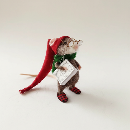 BowLift | Handmade Felted Mouse Decoration | Eco-Friendly Wool | Holiday Ornament & Gift