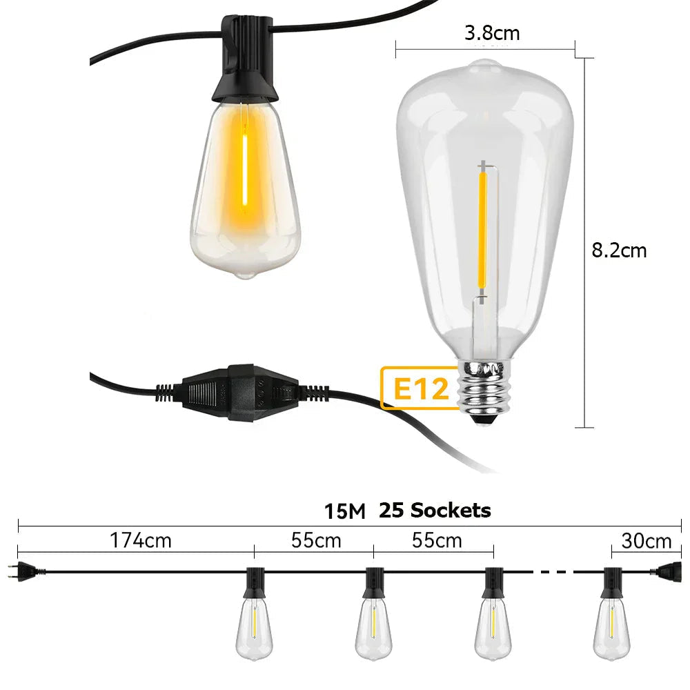 BowLift | Weatherproof Outdoor LED String Lights – Garden, Patio & Festive Lighting