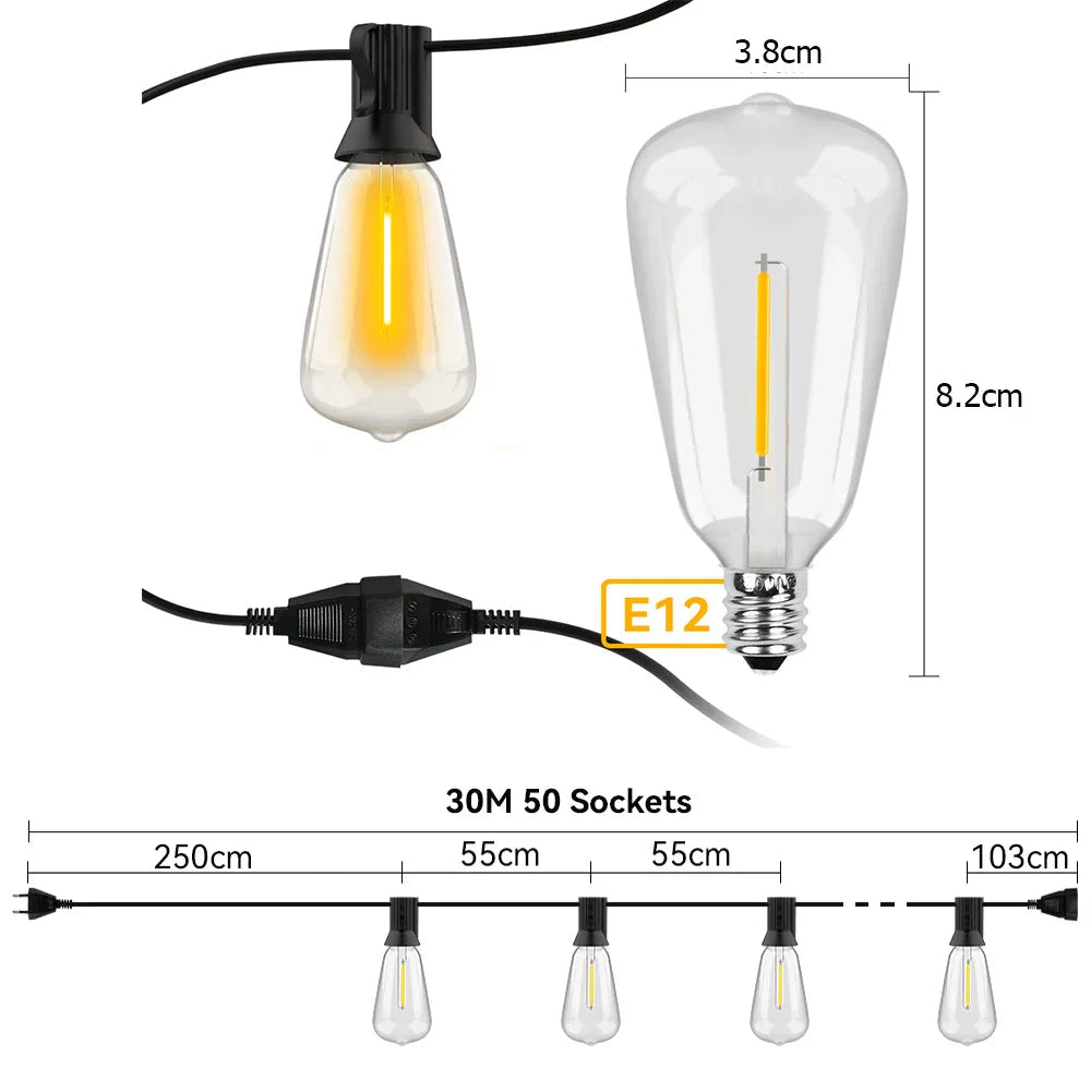 BowLift | Weatherproof Outdoor LED String Lights – Garden, Patio & Festive Lighting