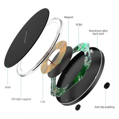 Kalsten | 15W Wireless Charging Pad for iPhone & Android – Fast Wireless Charger Base with Sleek Design for Home & Office | Apple & Samsung Compatible