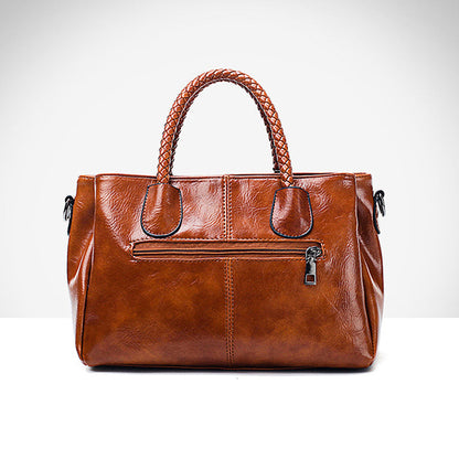 New handbags made of Boston oil wax leather, large soft leather tote bag