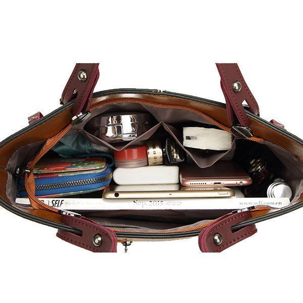 Cera - Double Front Pocket Vintage Tote Handbag | Bowlift