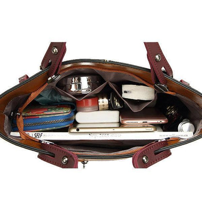 Cera - Double Front Pocket Vintage Tote Handbag | Bowlift