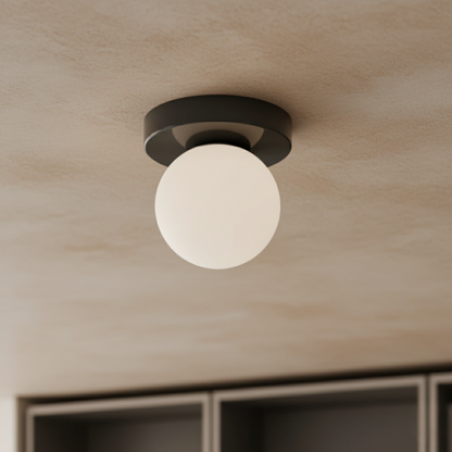 Round Frosted Glass Globe Ceiling Sconce