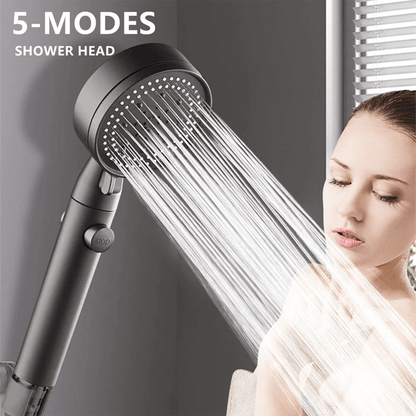 FlowControl Shower Head with 5 Settings and Push Button | Skanto