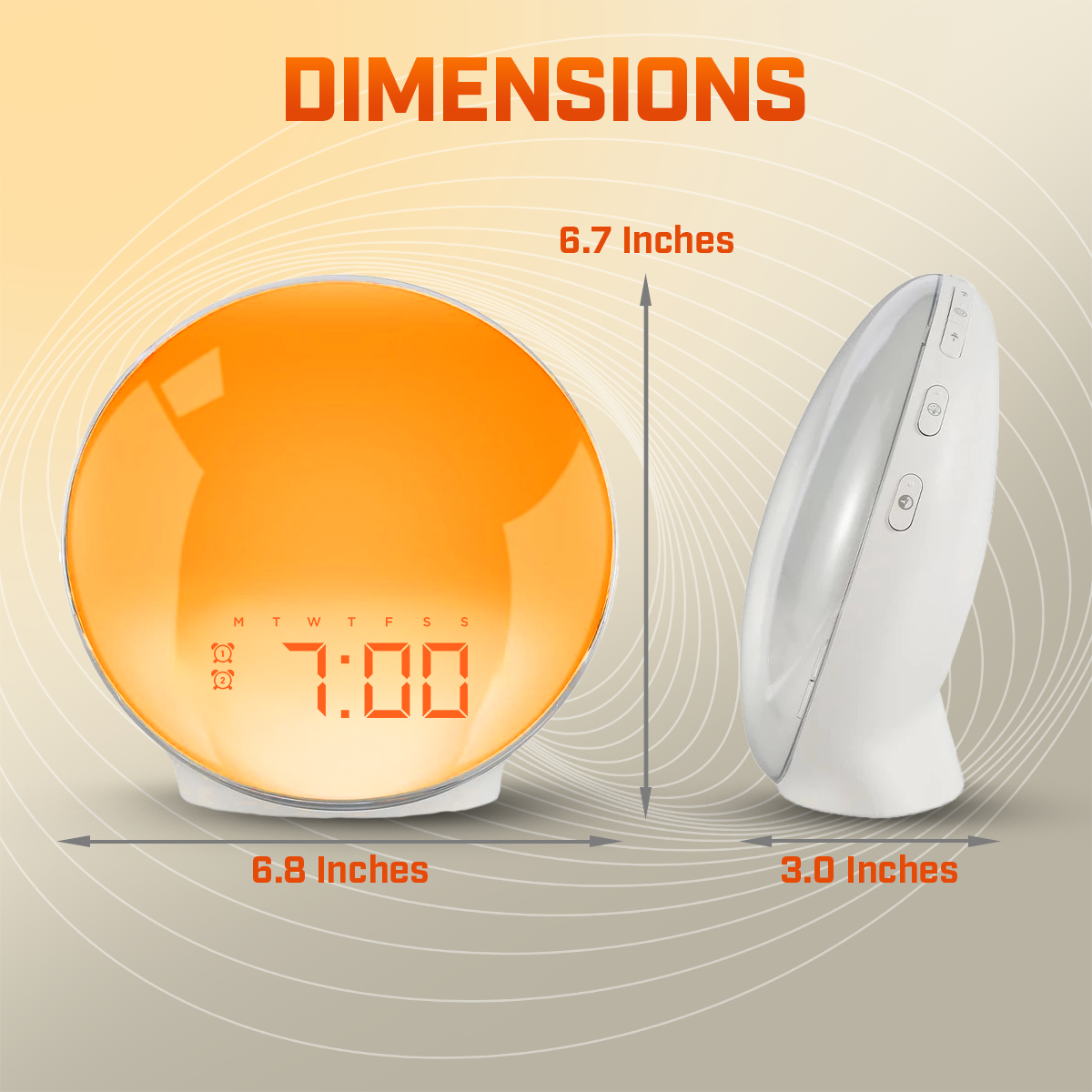 Skanto | Wake-Up Sun Lamp Alarm Clock | Gradual Sunrise Glow & Customizable Sounds for Gentle Mornings
