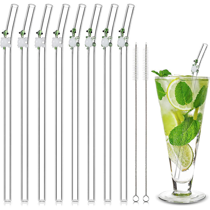 6 PCS Reusable Stained Glass Straws with Cleaning Brush | Bowlift