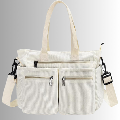 Skanto | Urban Cord Tote Stylish Corduroy Shoulder Bag – Spacious, Convenient & Functional Everyday Tote