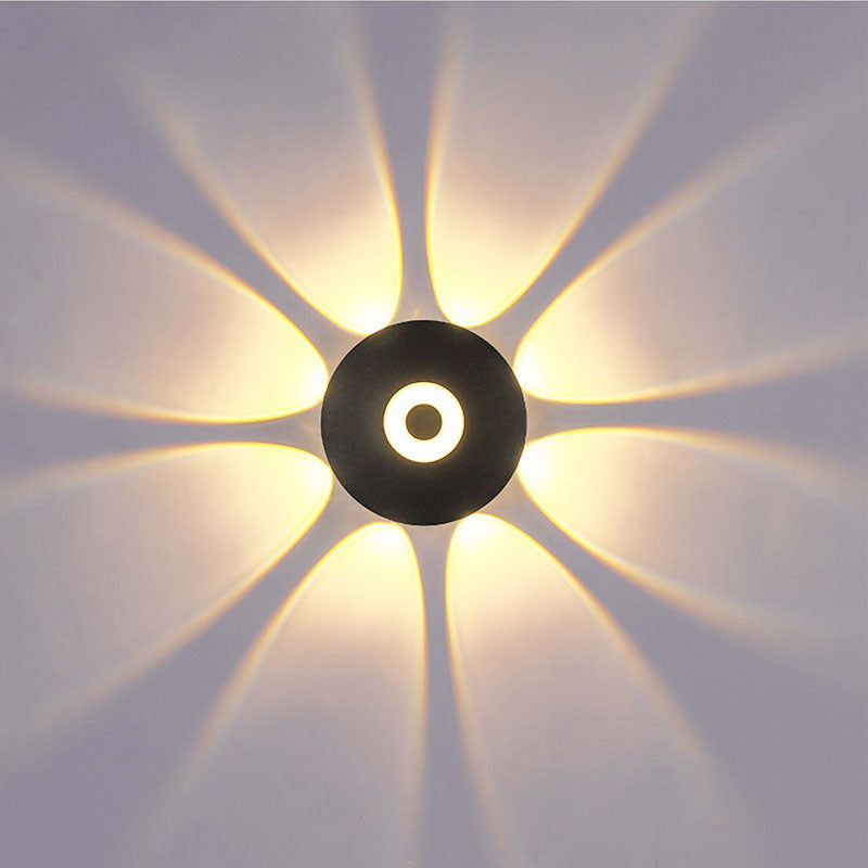 Modern Scandinavian LED wall light with round aluminum shade for the terrace