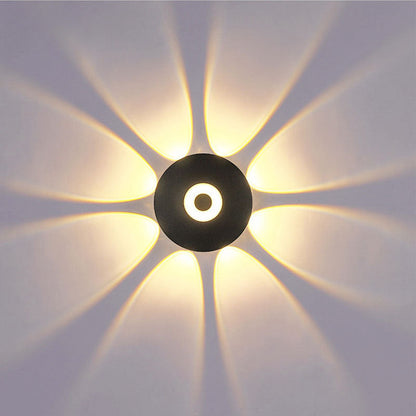 Modern Scandinavian LED wall light with round aluminum shade for the terrace