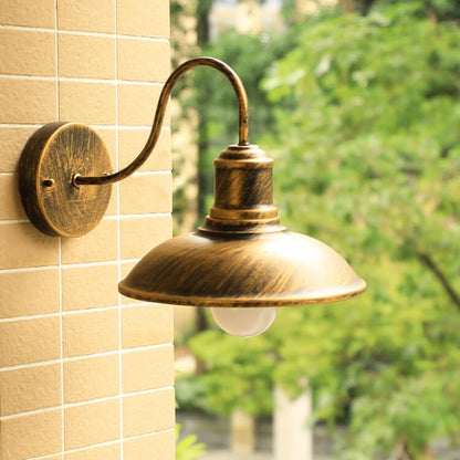 Retro Loft Dome Iron Outdoor Waterproof 1-Light Curved Arm Wall Sconce Lamp | Karnz
