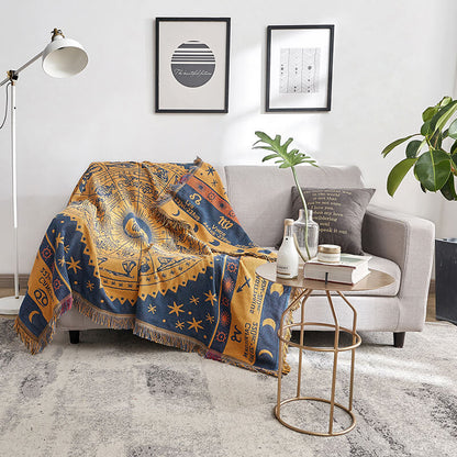 Bohemian knitted throw blankets for sofa decor