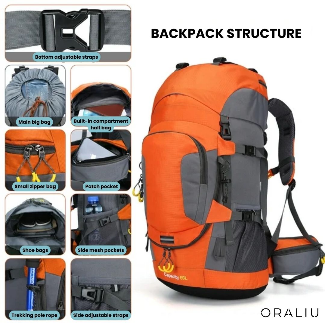 Skanto | 60L Waterproof Backpack – Ultimate Outdoor Backpack for All Adventures