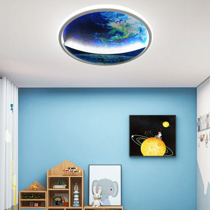 Skanto | Modern Art Deco Planet Earth Round Silicone Iron LED Ceiling Light for Living Room