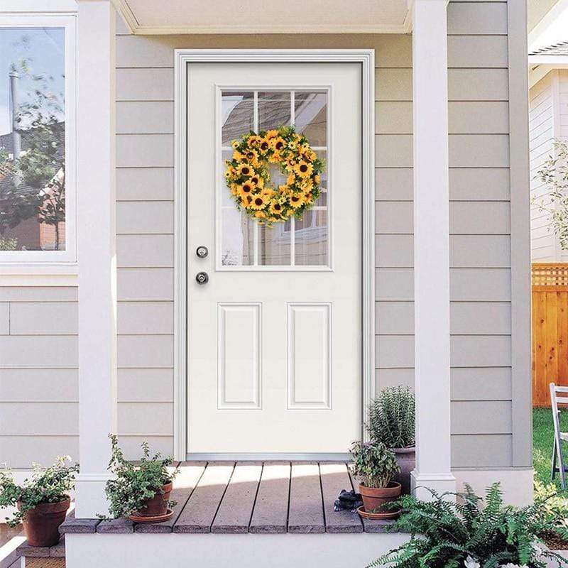 16'' Gold Artificial Sunflower Wreath Bowlift