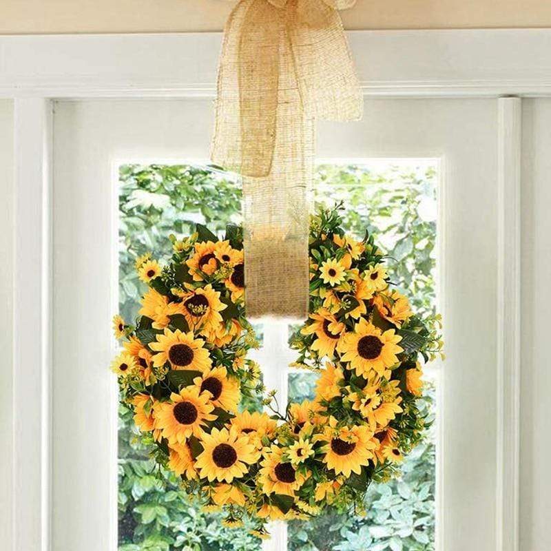 16'' Gold Artificial Sunflower Wreath Bowlift