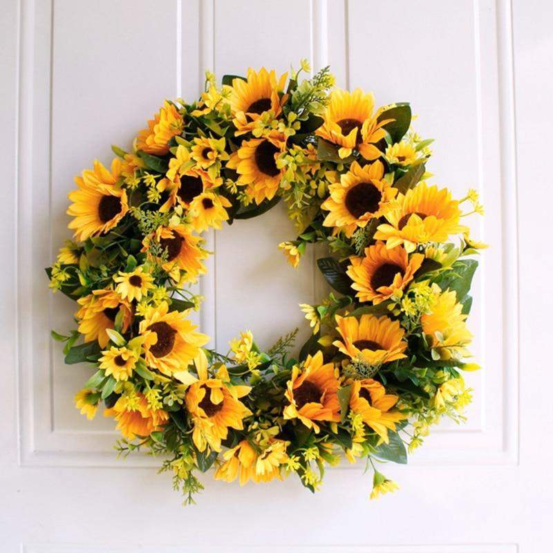 16'' Gold Artificial Sunflower Wreath Bowlift