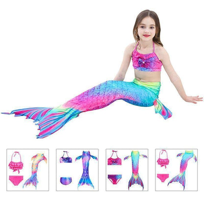 Mermaid tail swimsuit bikini set for girls