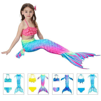Mermaid tail swimsuit bikini set for girls