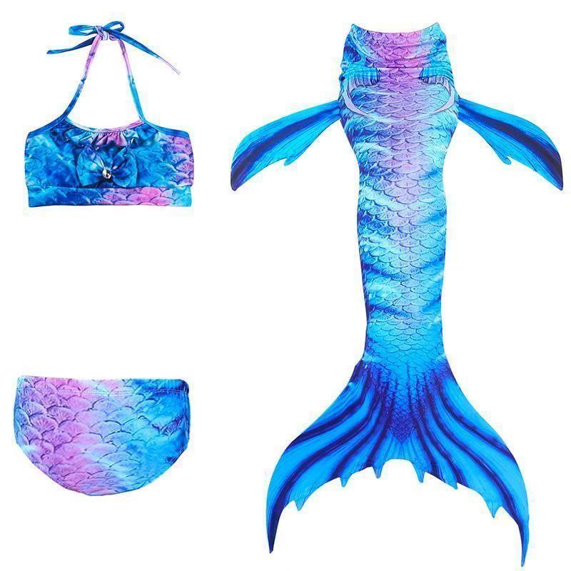 Mermaid tail swimsuit bikini set for girls