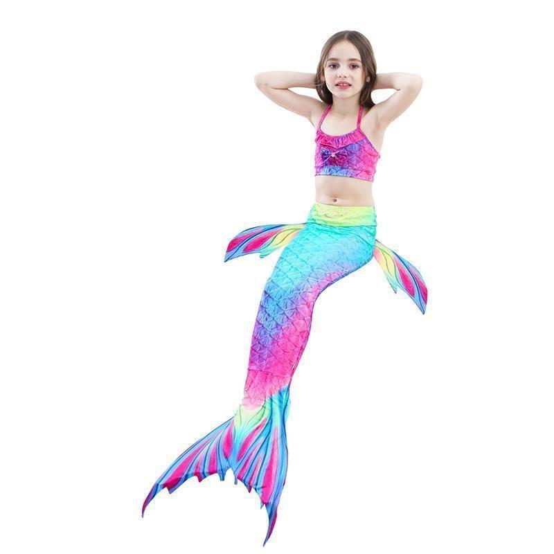 Mermaid tail swimsuit bikini set for girls