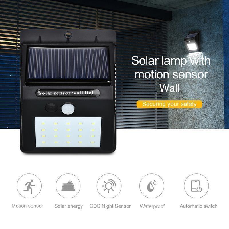 Skanto | 20 LED Solar Outdoor Lights, Super Bright Wall Lamp with Motion Sensor