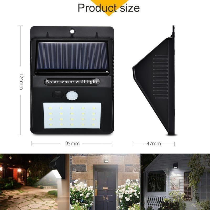 Skanto | 20 LED Solar Outdoor Lights, Super Bright Wall Lamp with Motion Sensor