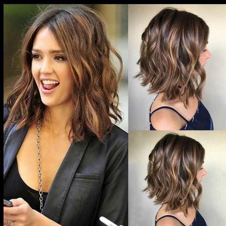 Medium-length wig with curly hair