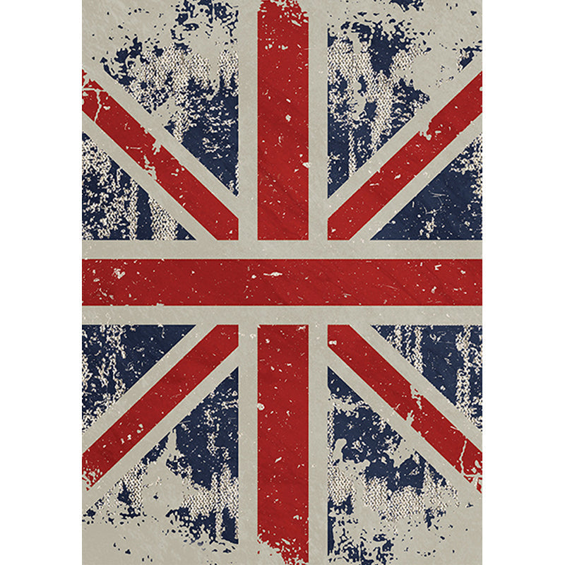 Funky British Flag Pattern Carpet Red Nordic Carpet Polyester Washable Non-Slip Base Carpet for Living Room | Bowlift
