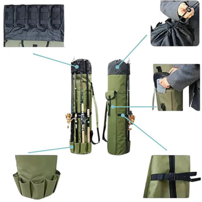 Skanto | Fishing Rod Carry Bag – Foldable, Lightweight & Durable Storage with 5-Rod Capacity (Army Green)