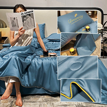 Karnz | Bedding Set Blue Silk Cooling Summer Quilt