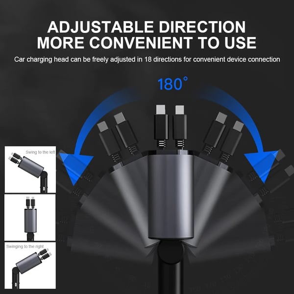BowLift | VoltEdge Retractable Car Charger – Universal Fast Charger 80 cm