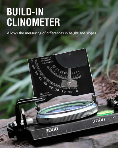 BowLift | Multifunctional military navigation compass with inclinometer | Shockproof, waterproof compass for hiking, camping, and outdoor life