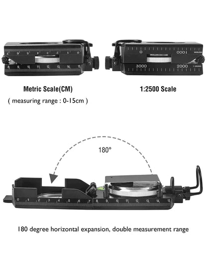 BowLift | Multifunctional military navigation compass with inclinometer | Shockproof, waterproof compass for hiking, camping, and outdoor life