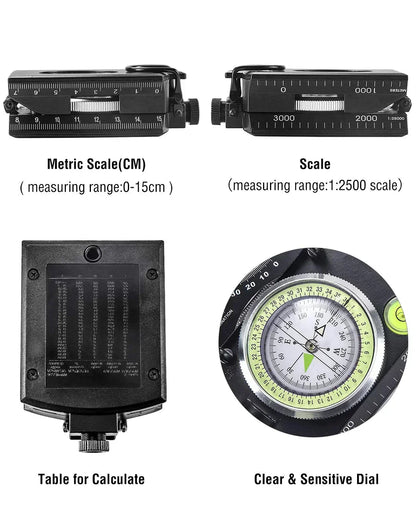 BowLift | Multifunctional military navigation compass with inclinometer | Shockproof, waterproof compass for hiking, camping, and outdoor life