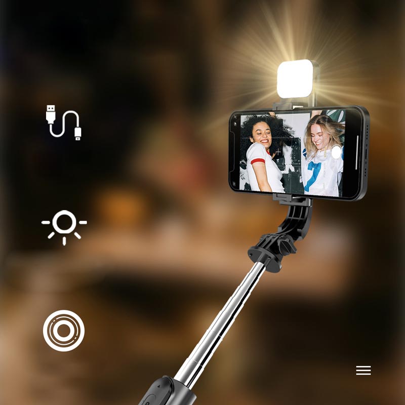 Skanto | Bluetooth Selfie Stick Tripod with Phone Holder and Beauty Fill Light