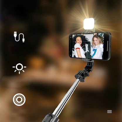 Skanto | Bluetooth Selfie Stick Tripod with Phone Holder and Beauty Fill Light