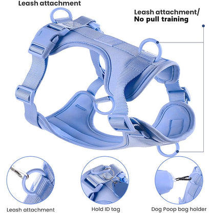 Skanto | Adjustable Dog Vest Harness with 3 Leash Clips