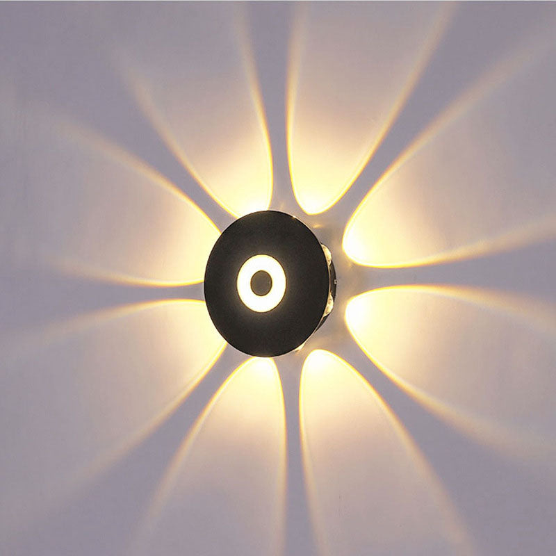 Modern Scandinavian LED wall light with round aluminum shade for the terrace