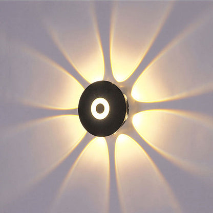 Modern Scandinavian LED wall light with round aluminum shade for the terrace