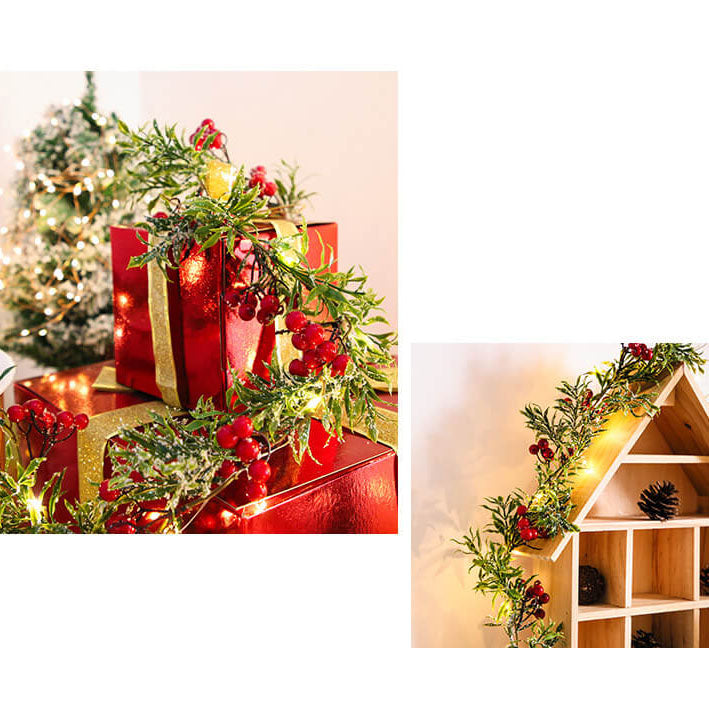 Skanto | Christmas Red Fruit Pine Needle LED Copper Wire Decorative Battery Lights