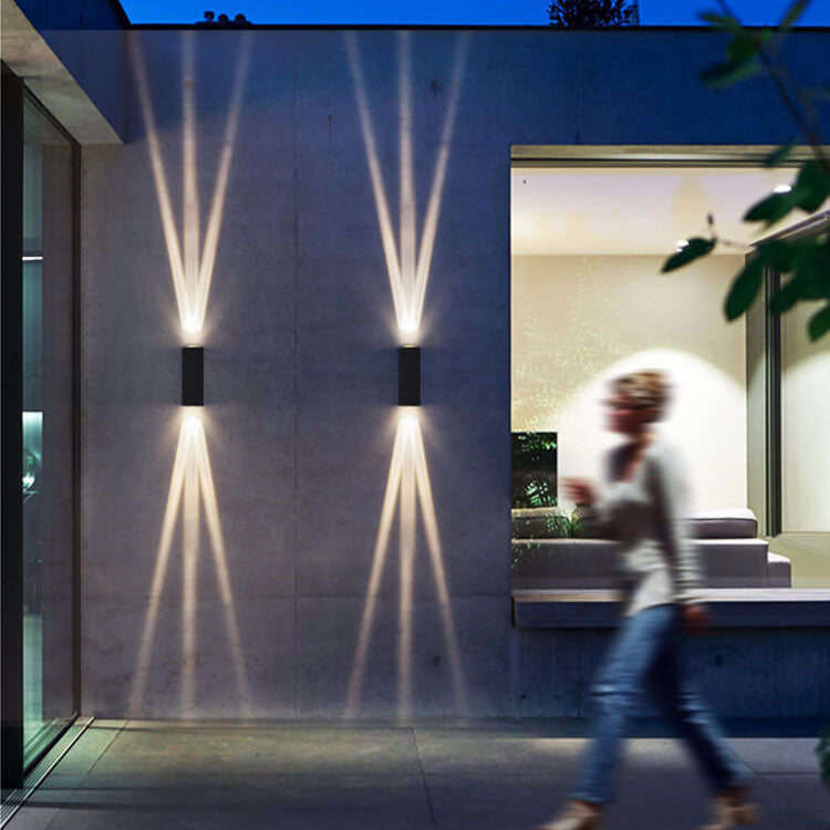 Modern Aluminum Lens Outdoor Patio Double-headed LED Wall Sconce Lamp | Kalsten