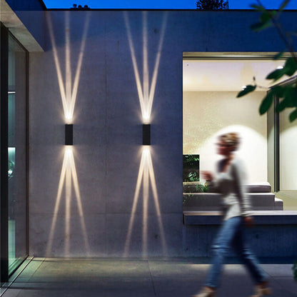 Modern Aluminum Lens Outdoor Patio Double-headed LED Wall Sconce Lamp | Kalsten