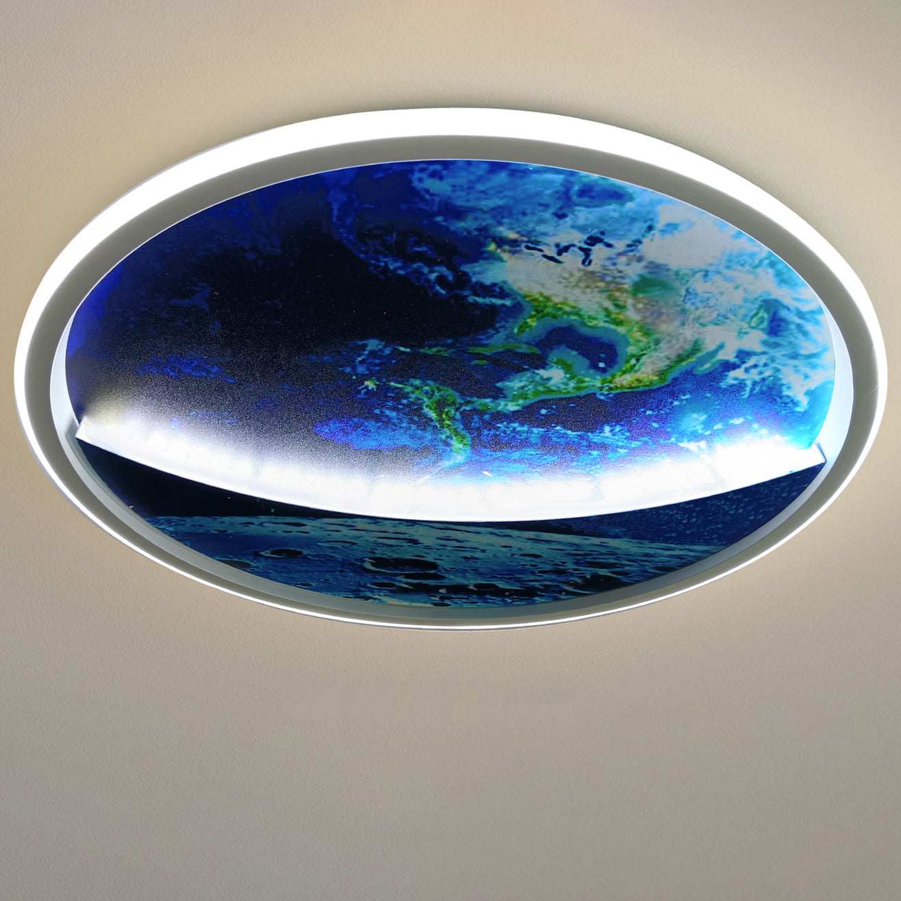 Skanto | Modern Art Deco Planet Earth Round Silicone Iron LED Ceiling Light for Living Room