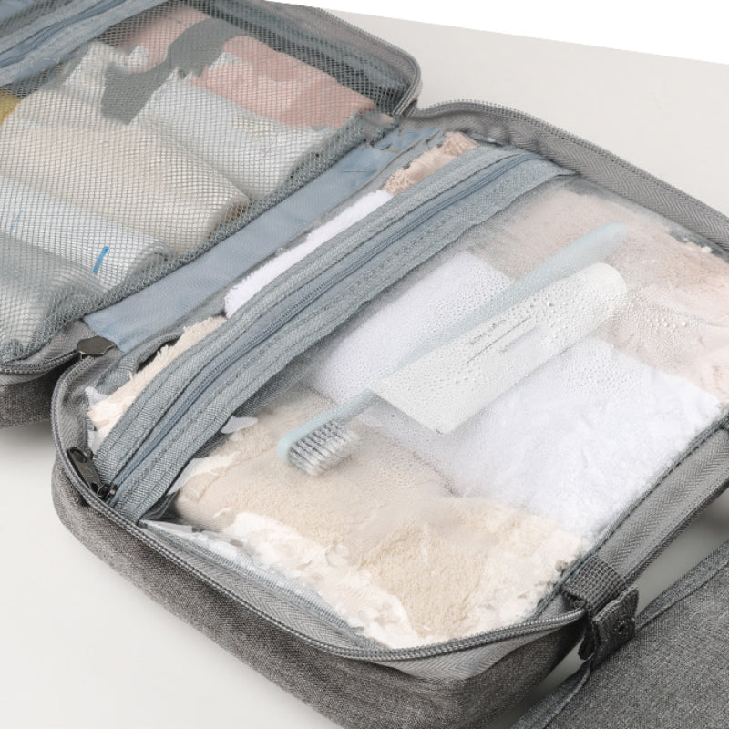Karnz | Travelique Travel Cosmetic Organizer | Compact & Water-Repellent | With 4 Compartments & 360° Hook | For Women & Men