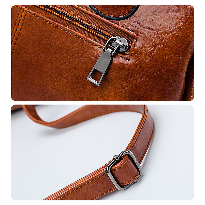 New handbags made of Boston oil wax leather, large soft leather tote bag