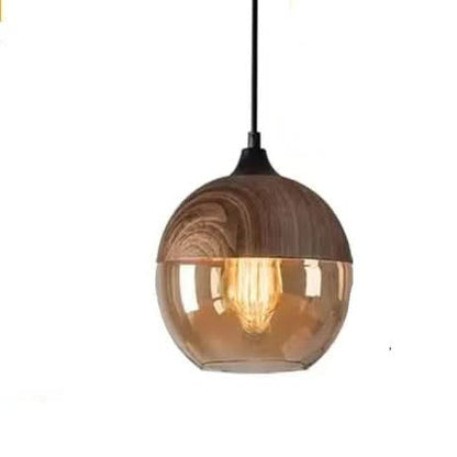 Skanto | Hand-Blown Glass & Wood Pendant Lamp Adjustable