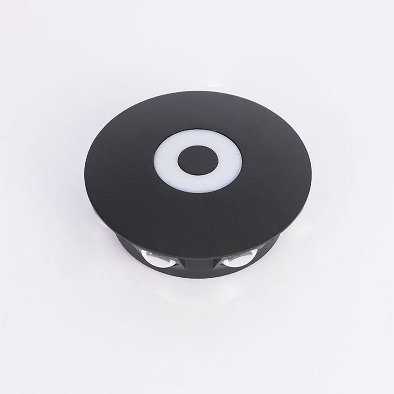 Modern Scandinavian LED wall light with round aluminum shade for the terrace