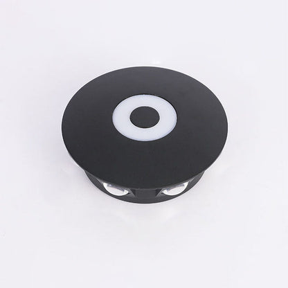 Modern Scandinavian LED wall light with round aluminum shade for the terrace